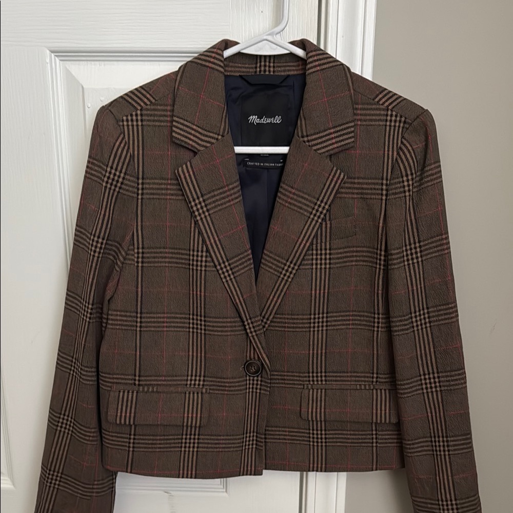 Madewell Plaid Single Button Blazer XS